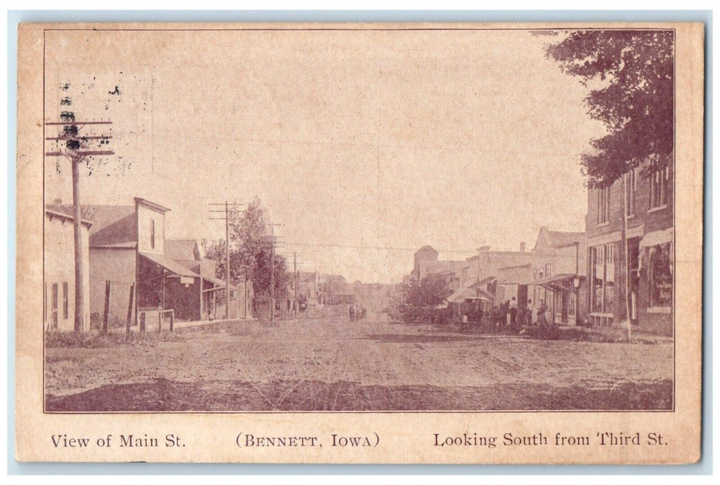 View Of Main St. Bennett Iowa IA, Looking South From Third Street Postcard