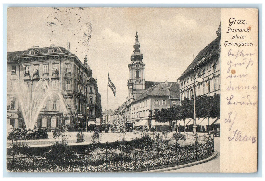 c1905 Graz Bismarck Platz Herrengase Republic Heidelberg Germany Postcard
