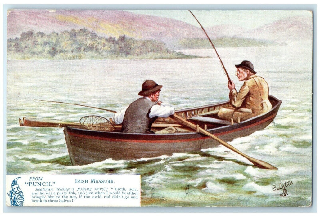 c1910's From Punch Irish Measure Fishing Boat Oilette Tuck's Antique Postcard