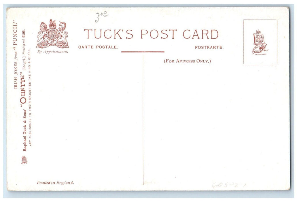 c1910's From Punch Irish Measure Fishing Boat Oilette Tuck's Antique Postcard