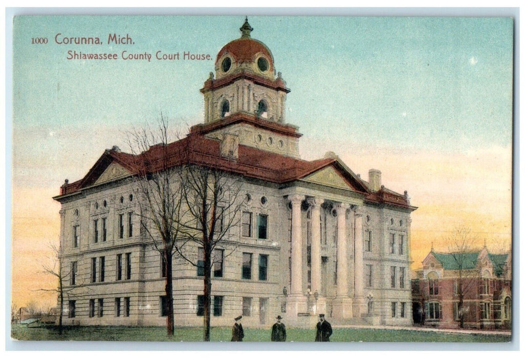 1910 Shiawassee County Court House Building Corunna Michigan MI Antique Postcard