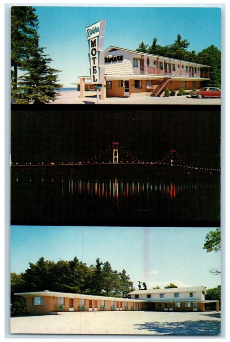 c1960 Multi-View Riviera Motel Water Mackinaw City Michigan MI Unposted Postcard