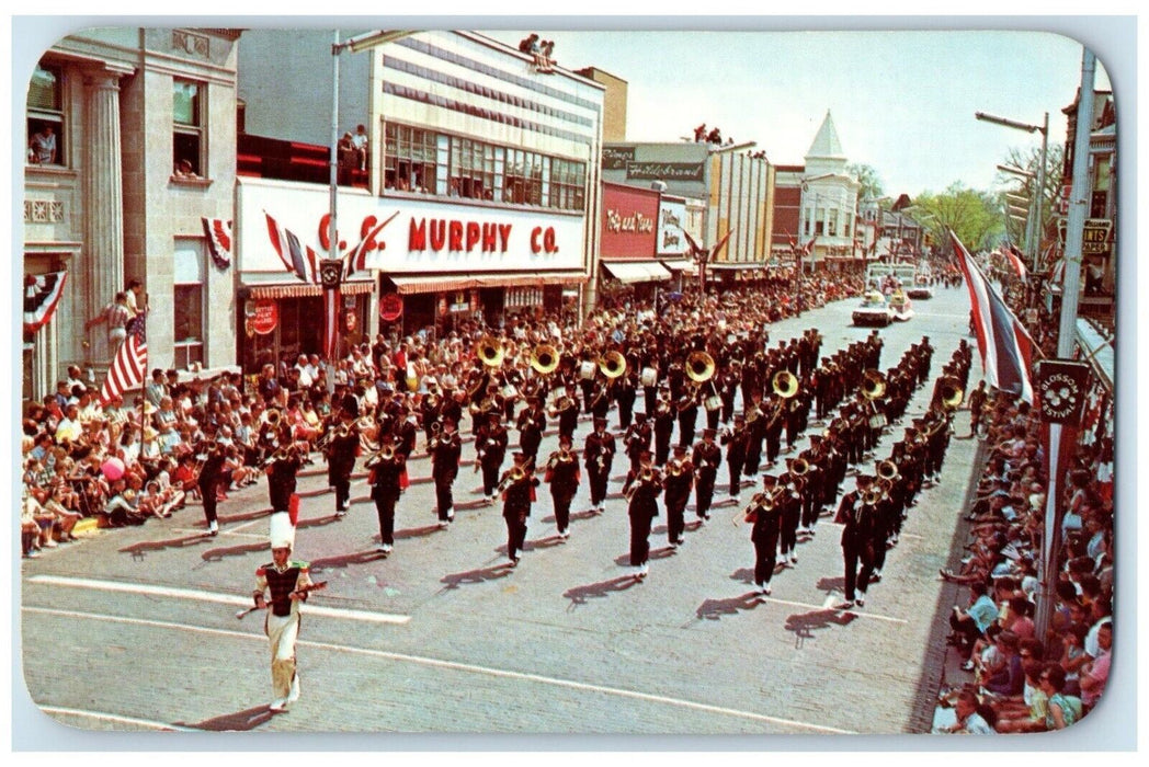 1960 Aerial View Blossomtime Parade St Joseph Benton Harbor Michigan MI Postcard