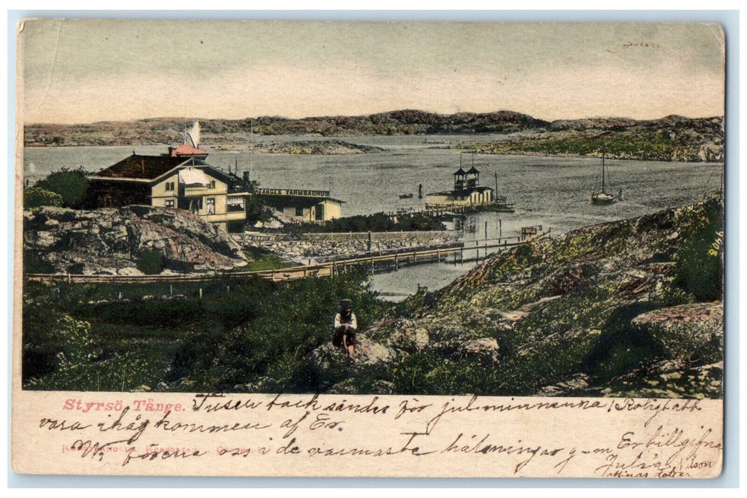 c1905 Sea View Steamer Styrso Tange Gothenburg Sweden Antique Posted Postcard