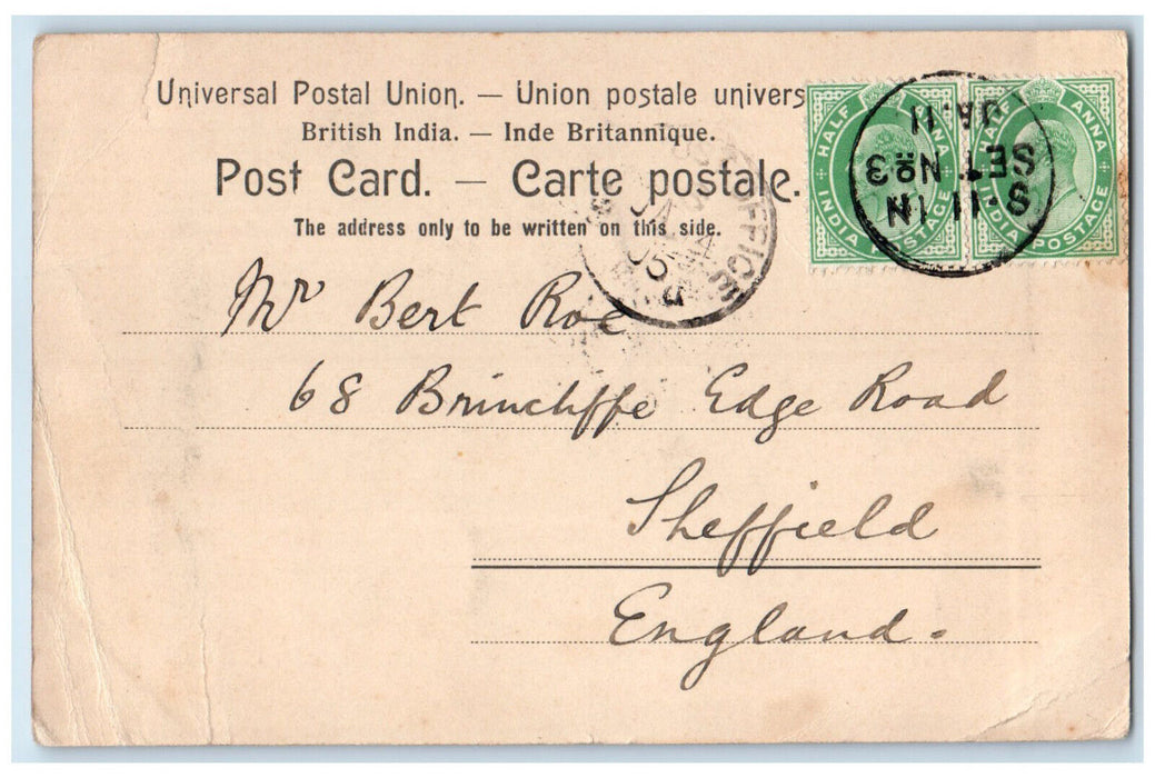c1905 View of Post Office Calcutta (Kolkata) India Posted Antique Postcard