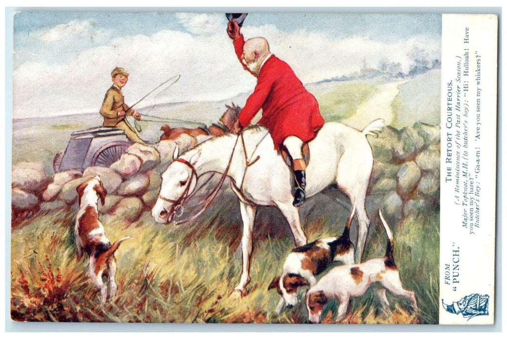 c1910's From Punch The Retort Courteous Dogs Scene Field Oilette Tuck's Postcard