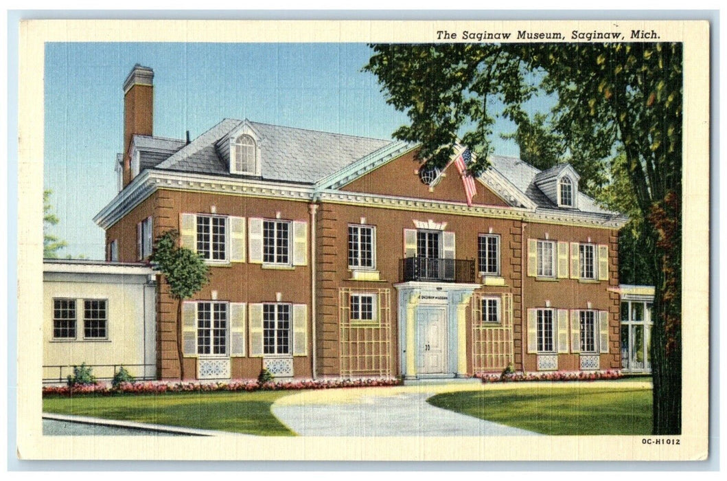 c1940 Exterior View Saginaw Museum Building Saginaw Michigan MI Antique Postcard