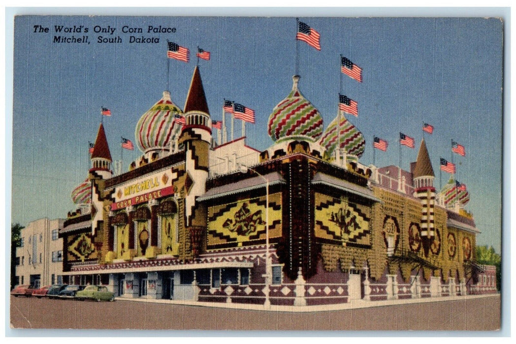 c1940 World's Only Corn Palace Exterior Building Mitchell South Dakota Postcard