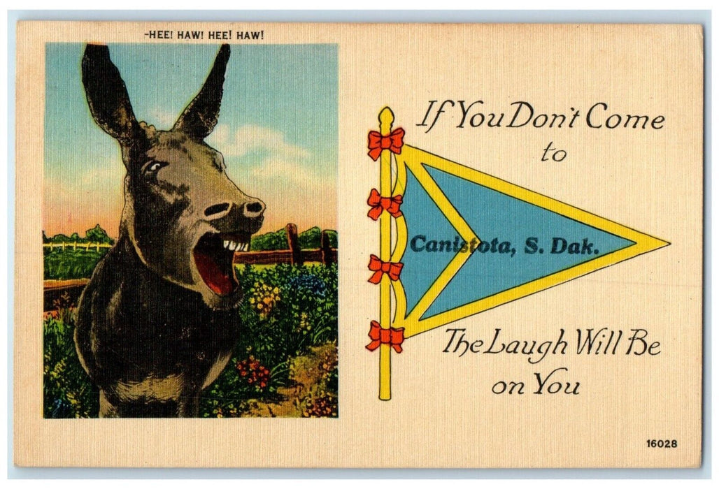 1949 If You Don't Come Canistota South Dakota Laugh Will Be You Pennant Postcard