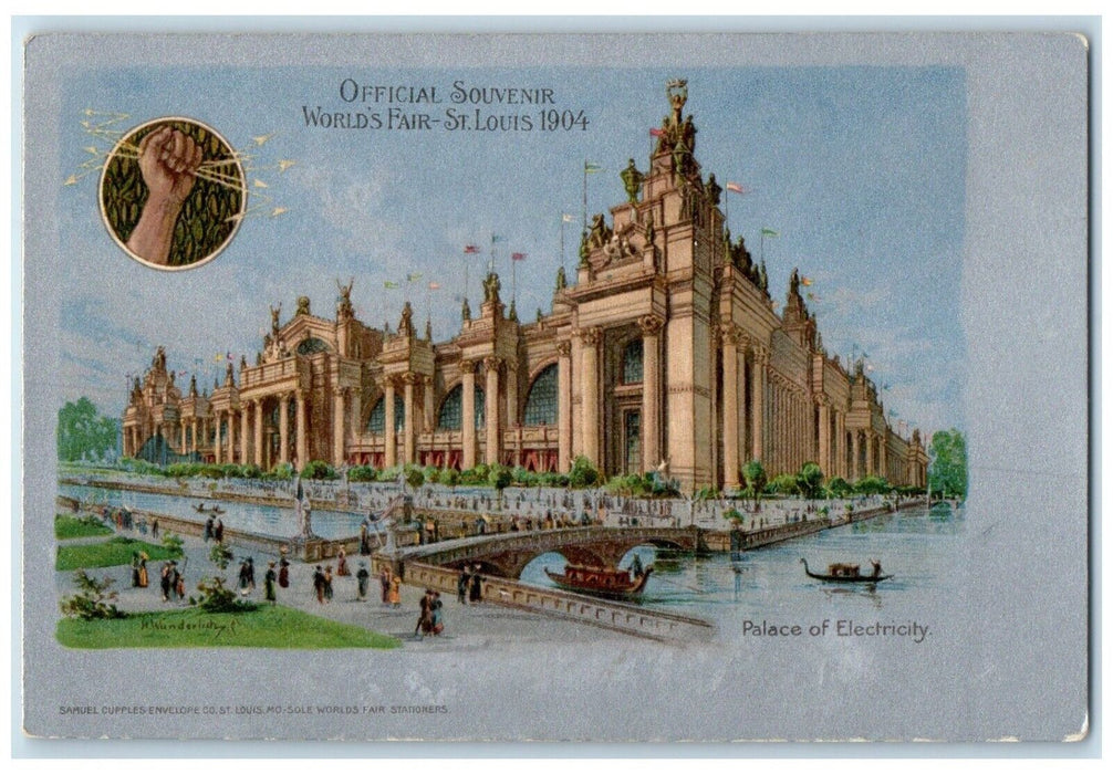 c1904's Official Souvenir World's Fair St. Louis Palace Of Electricity Postcard