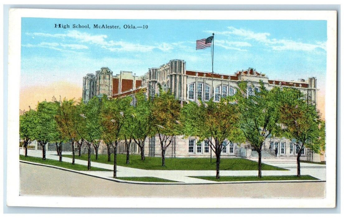 c1940's High School Building McAlester Oklahoma OK Unposted Vintage Postcard