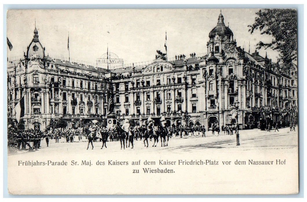1909 Spring parade of His Majesty the Emperor Wiesbaden Germany Postcard