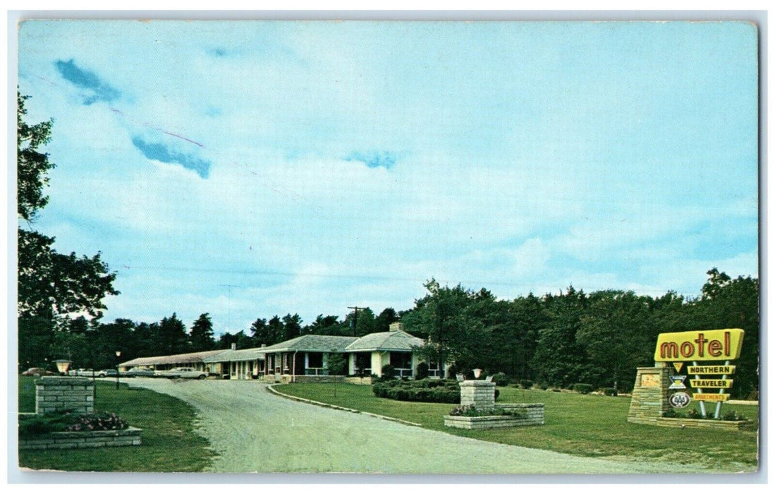 1968 Exterior Northern Traveler Motel Oscoda Michigan MI Posted Vintage Postcard
