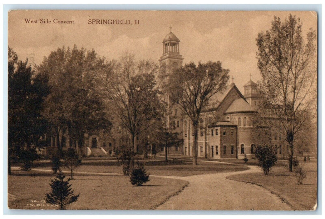 1912 Exterior West Side Convent Building Springfield Illinois Vintage Postcard