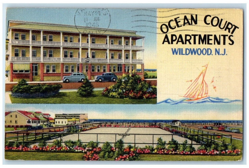 1946 Ocean Court Apartments Davis Atlantic Avenue Wildwood New Jersey Postcard