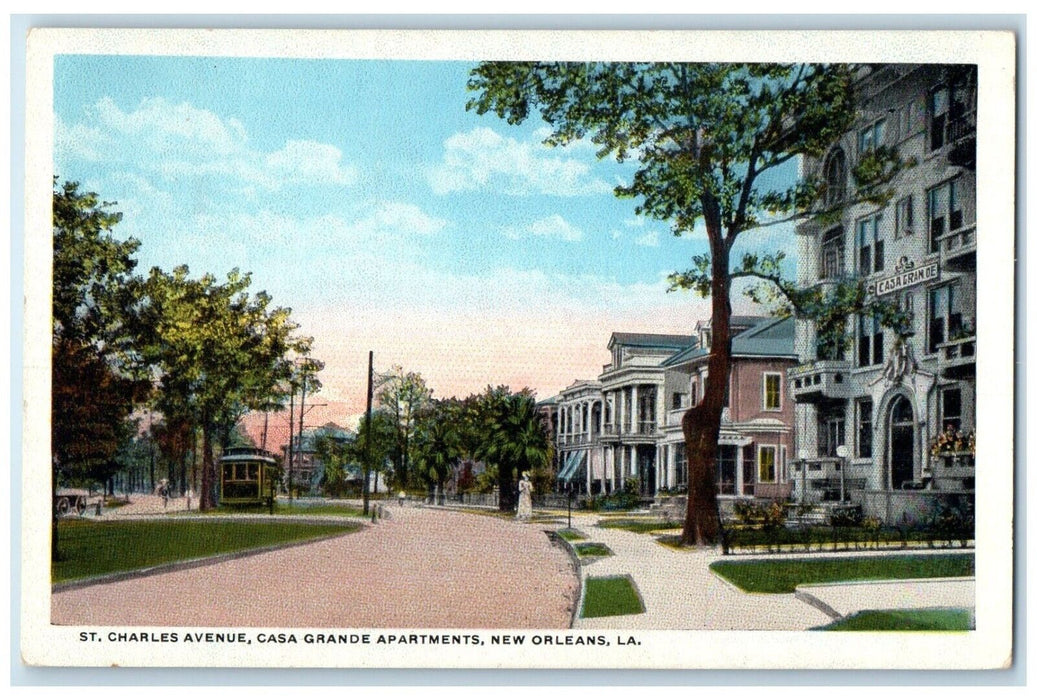 c1920 St. Charles Avenue Casa Grande Apartments New Orleans Louisiana Postcard