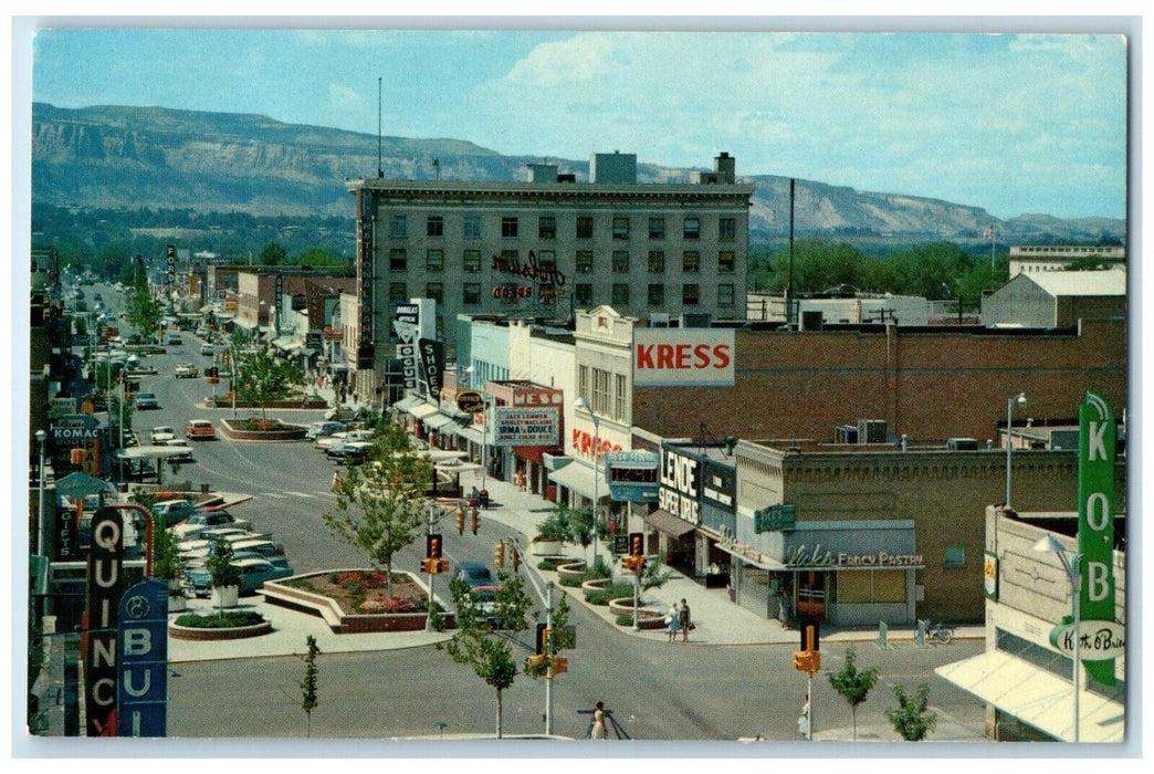 c1960 View Downtown Shopping Park Main Street Grand Junction Colorado Postcard