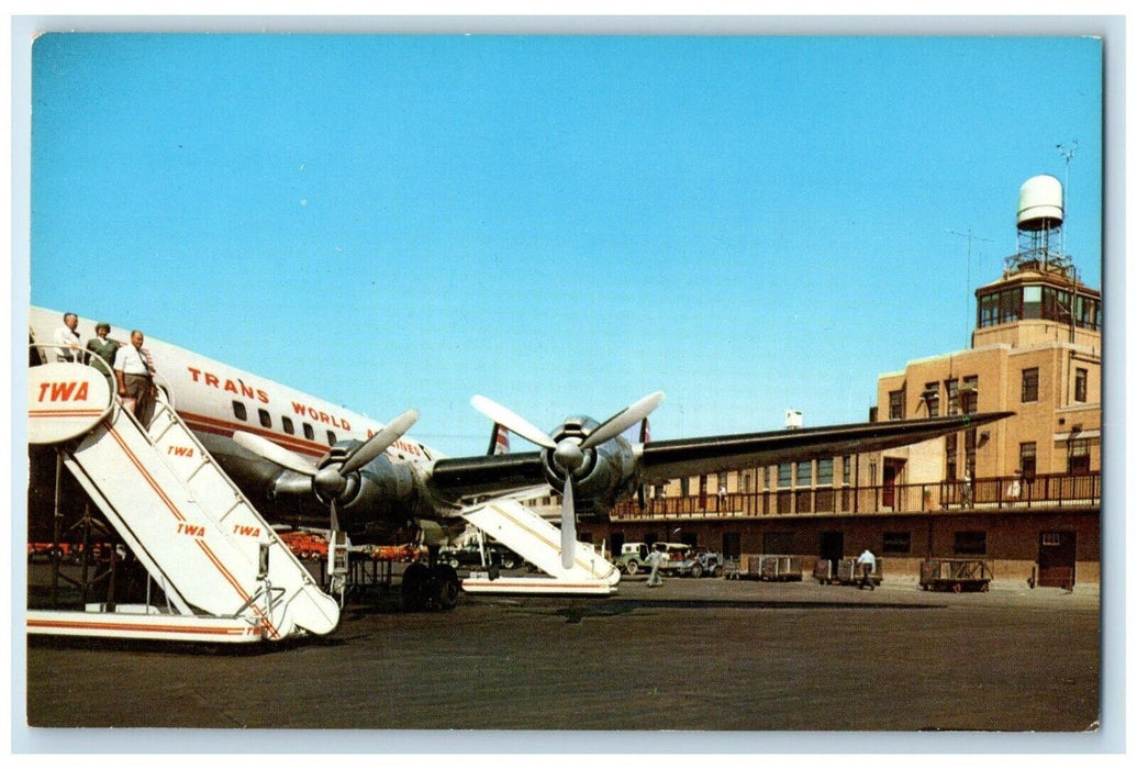 c1960 Municipal Airport TWA Trans World Airlines Kansas City Missouri Postcard