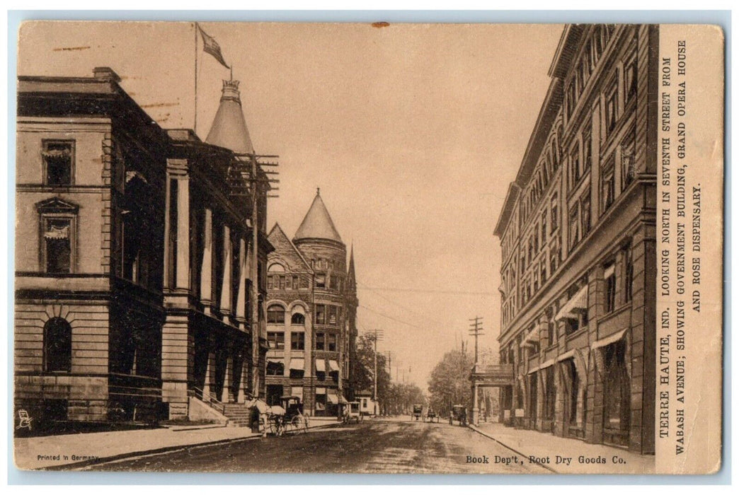 c1905 Looking North Seventh Street Wabash Three Haute Indiana Tuck Sons Postcard