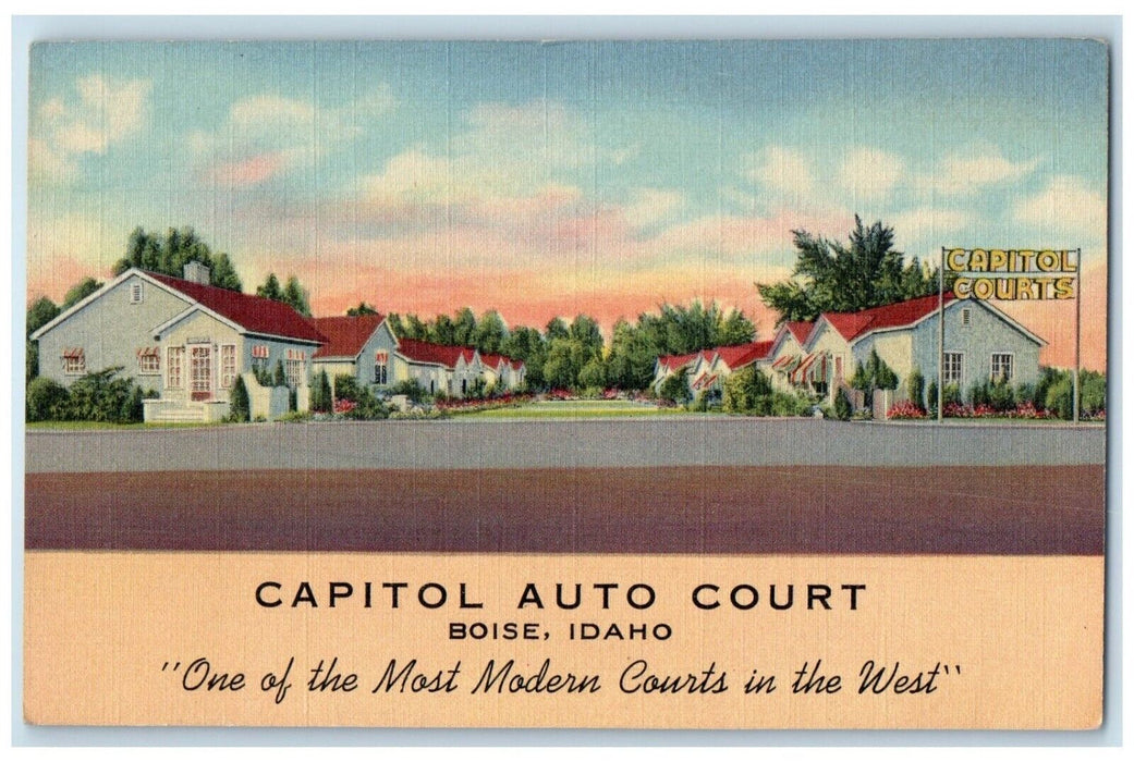 c1940 Capitol Auto Court Business Center Boise Idaho ID Vintage Antique Postcard