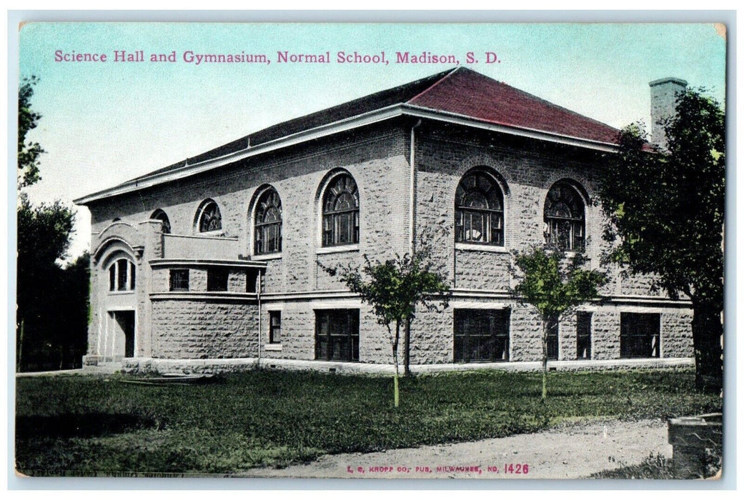c1910 Science Hall Gymnasium Normal School Madison South Dakota Vintage Postcard