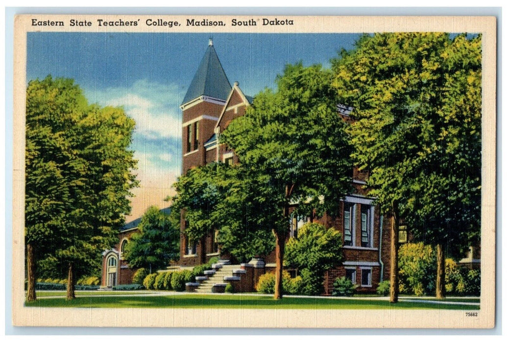 c1940 Eastern State Teachers College Exterior Madison South Dakota SD Postcard