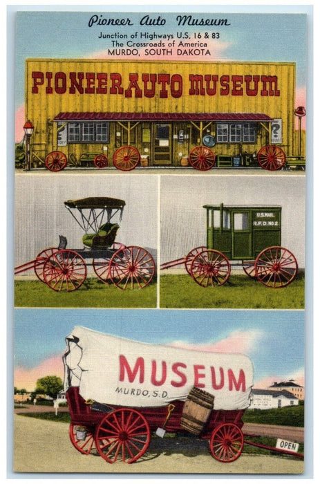 1940 Pioneer Auto Museum Junction Highways Crossroad Murdo South Dakota Postcard