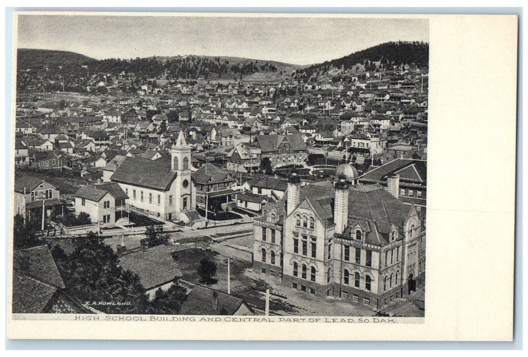 c1905 High School Building Central Part Exterior Lead South Dakota SD Postcard