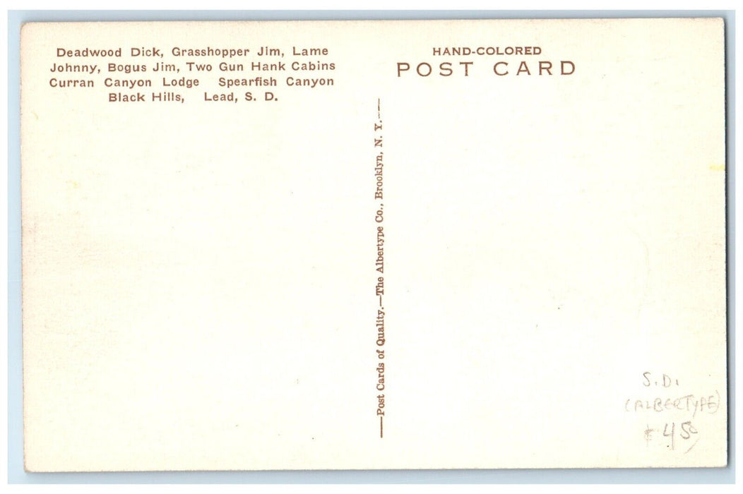 c1940 Deadwood Dick Grasshopper Jim Cabin Black Hills Lead South Dakota Postcard