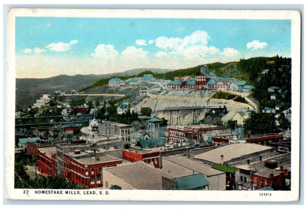 c1920 Homestake Mills Exterior Building Mountain Lead South Dakota SD Postcard