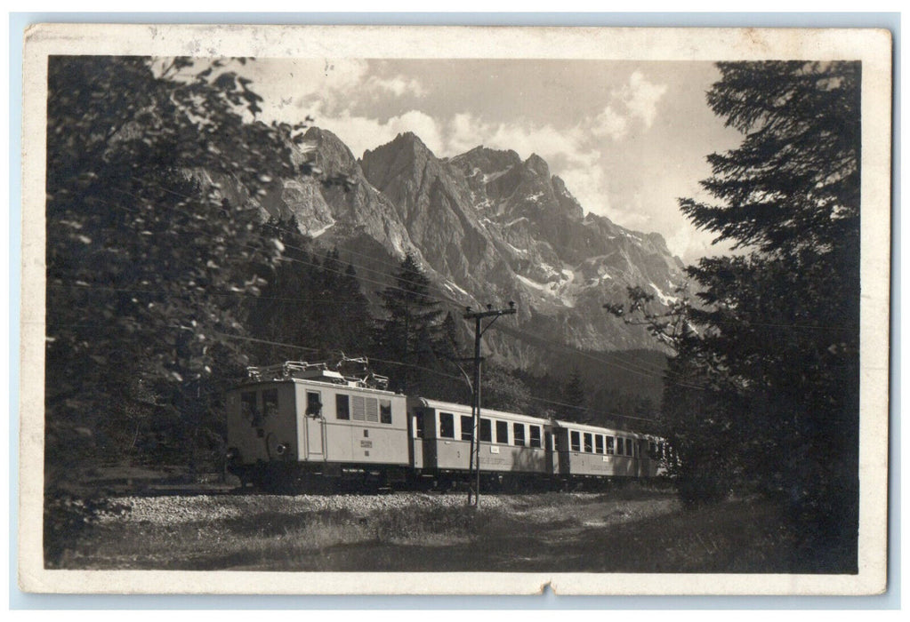 1930 Cogwheel Train to Eibsee Bavarian Zugspitze Railway RPPC Photo Postcard