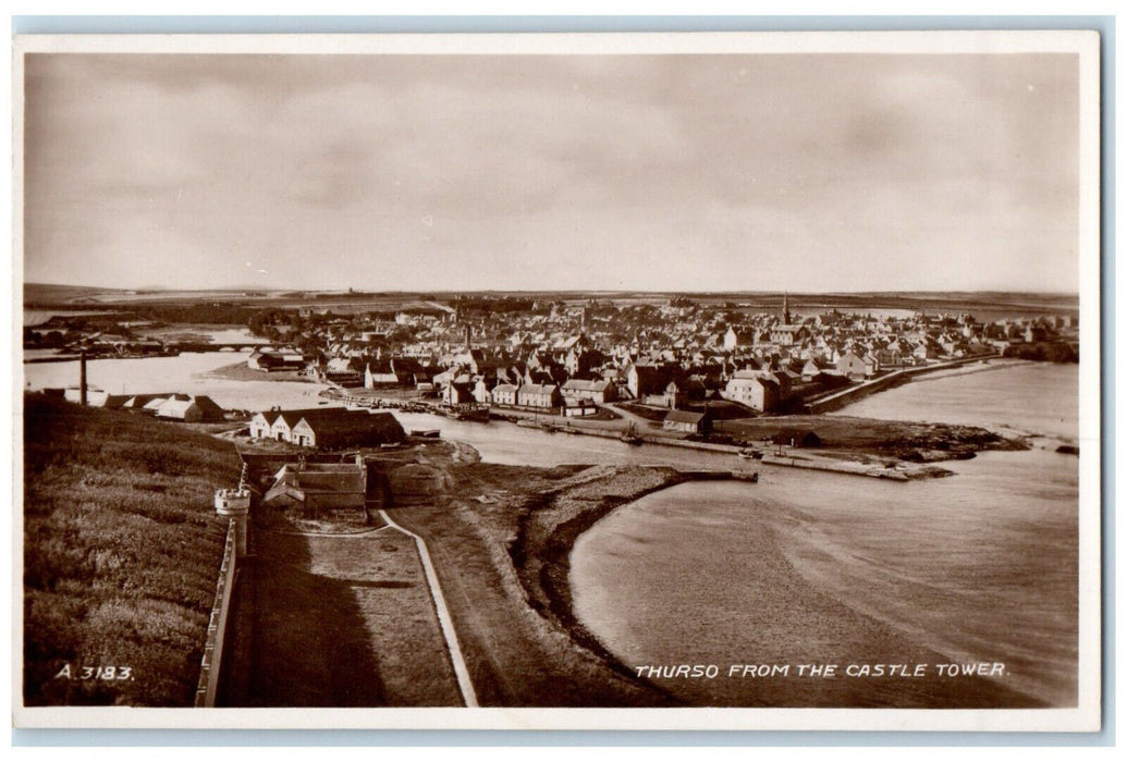 c1940's Thurso From The Castle Tower Highland England RPPC Photo Postcard