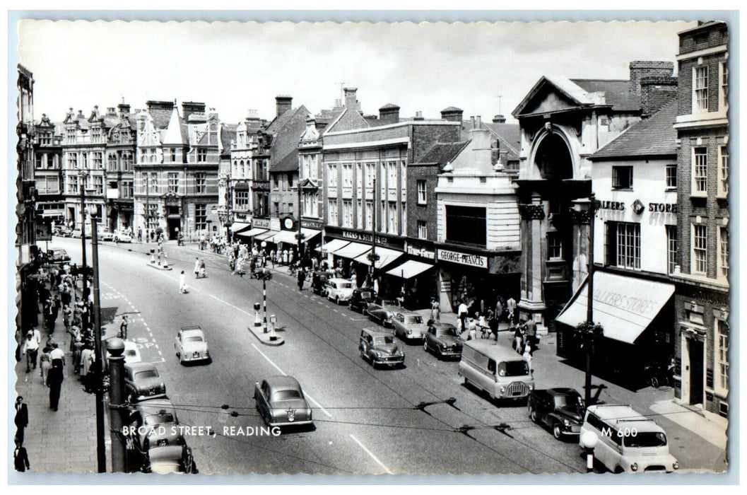 c1960's Road Buildings View Broad Street Reading England RPPC Photo Postcard