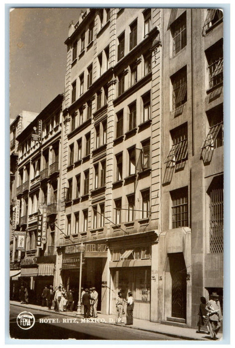 c1950's Businesses Near Hotel Ritz Mexico City Mexico RPPC Photo Postcard