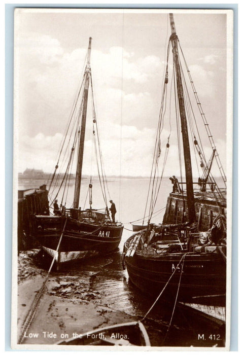 c1920's Low Tide on Forth Alloa Clackmannanshire Scotland RPPC Photo Postcard