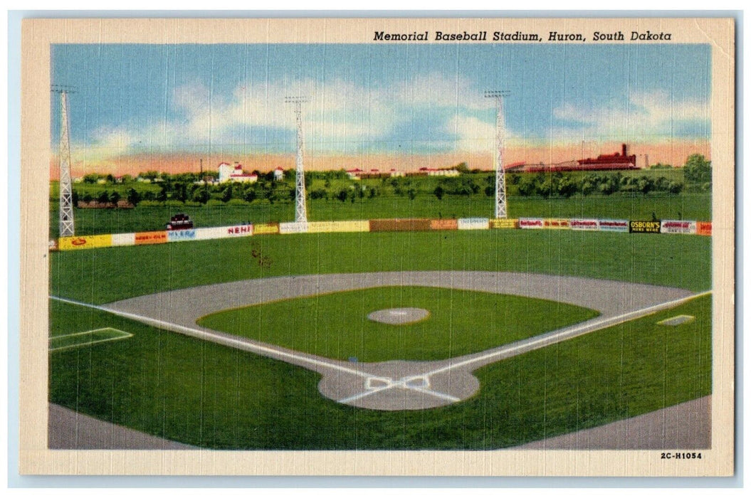 c1940 Memorial Baseball Stadium Exterior Huron South Dakota SD Vintage Postcard