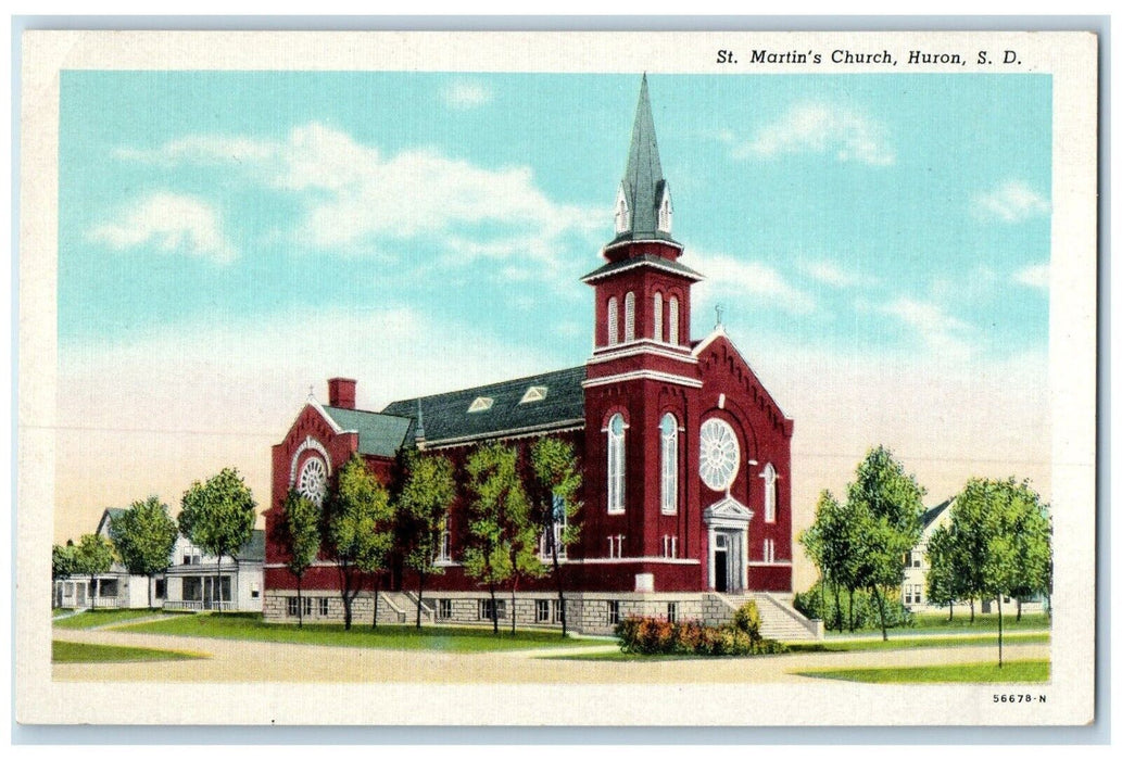c1940 St. Martin's Church Chapel Exterior Building Huron South Dakota Postcard