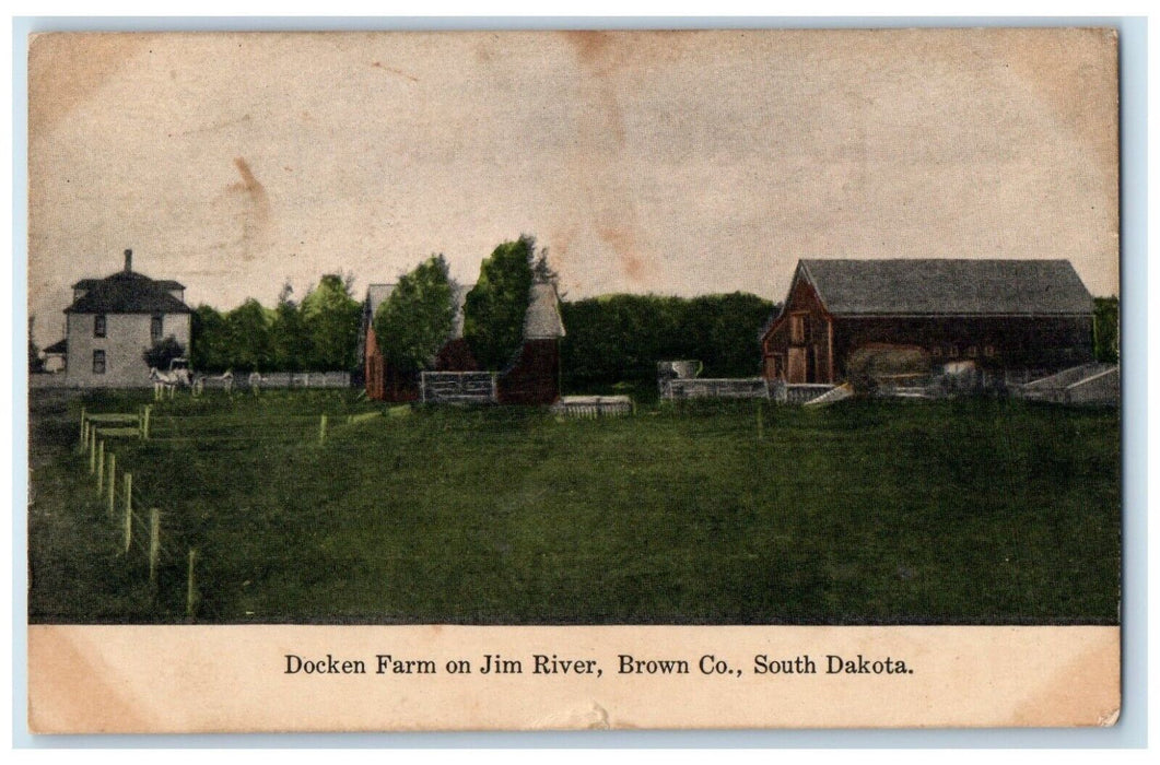 1909 Docken Farm Jim River Brown Co. Exterior Aberdeen South Dakota SD Postcard