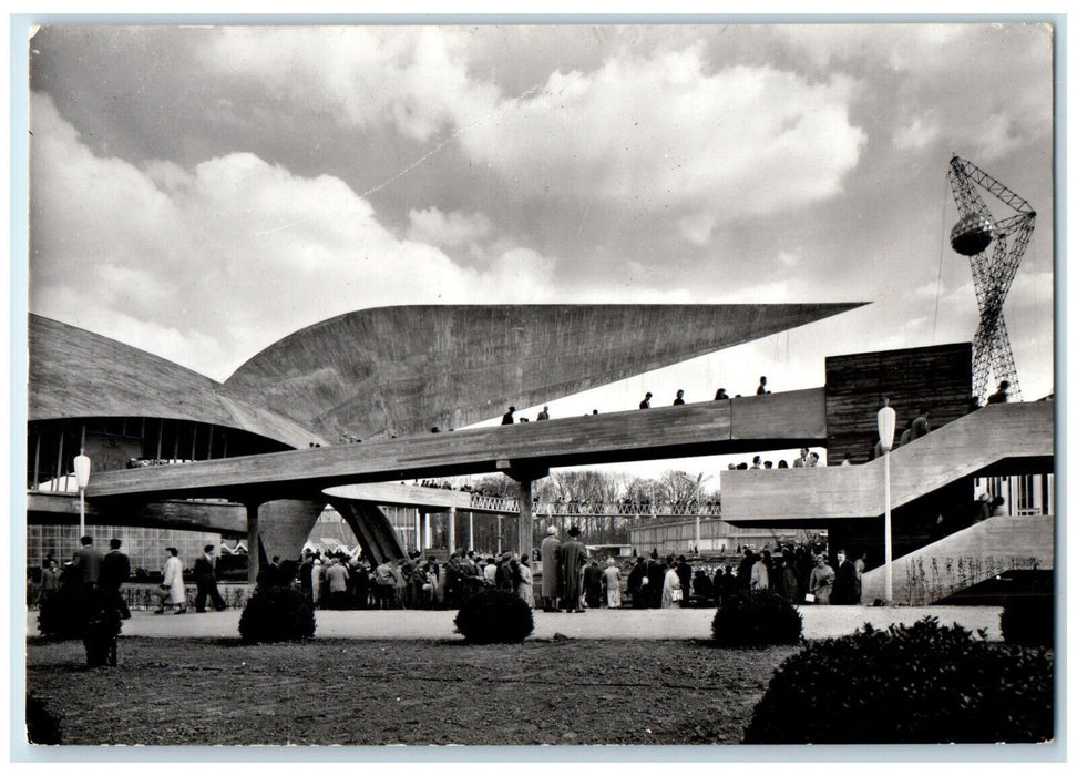 1958 The Arrow of Civil Engineering Brussels Belgium Expo RPPC Photo Postcard