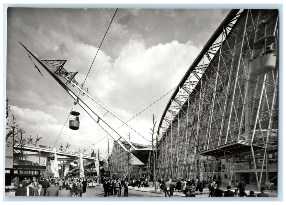 1958 Cable Car Brussels Pavilion of Germany Belgium Expo RPPC Photo Postcard