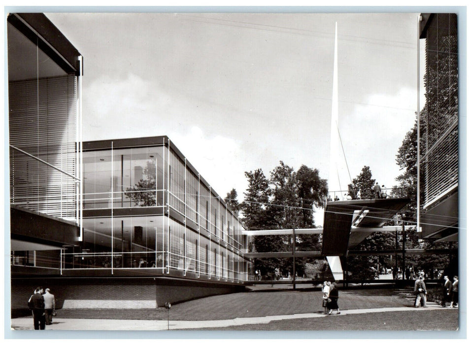 1958 Glass Buildings Pavilion of Germany Brussels Expo RPPC Photo Postcard