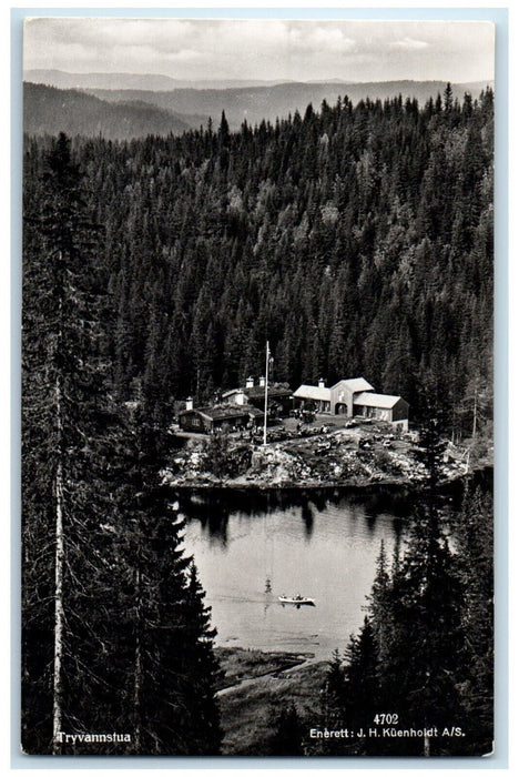 c1940's Aerial View Tryvannstua Oslo Norway Posted RPPC Photo Postcard