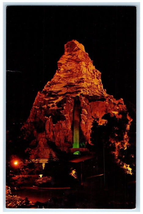 1964 Matterhorn Mountain Night Disneyland Lomita California CA Vintage Postcard