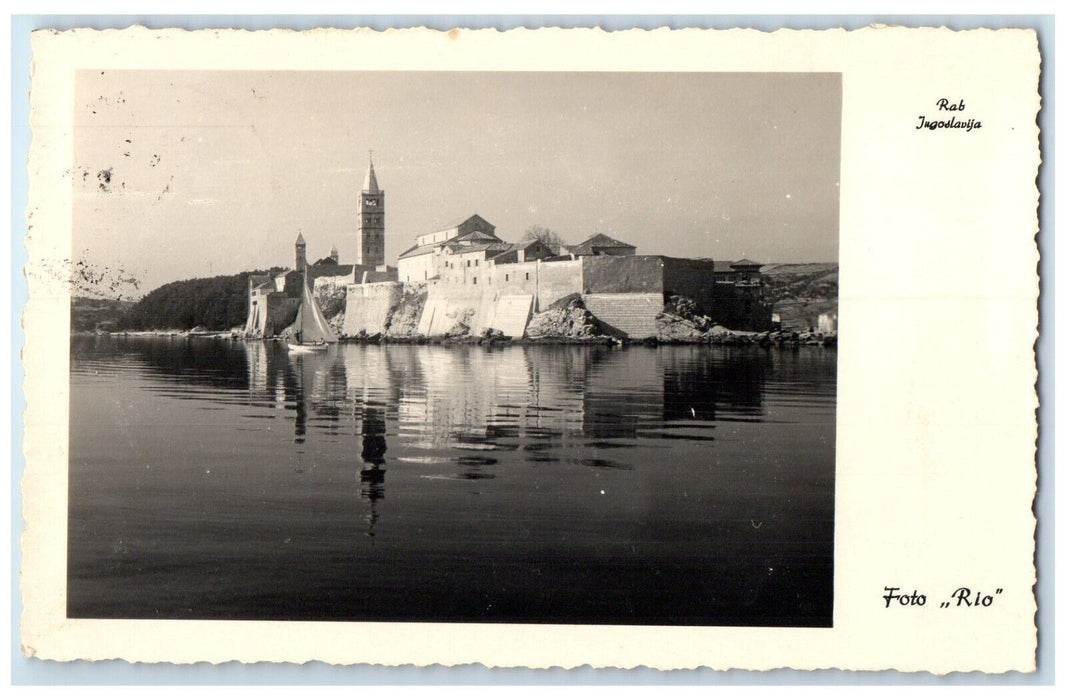 1938 River Building View Rab Yugoslavia RPPC Photo Vintage Posted Postcard