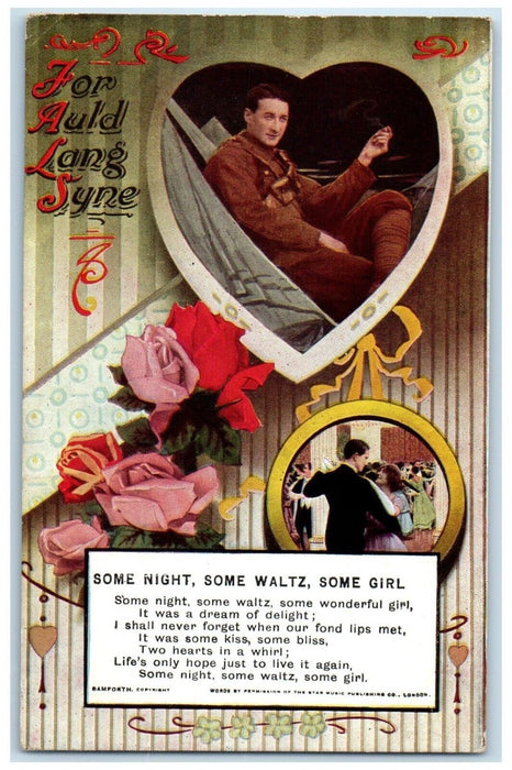 c1910's Soldier Romance WWI Some Night Some Waltz Some Girl Bamforth Postcard