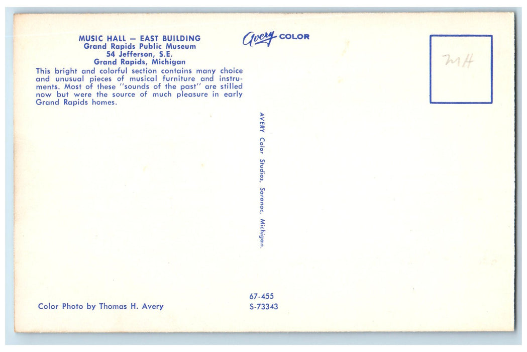 View Of Music Hall East Building Grand Rapids Public Museum Michigan MI Postcard
