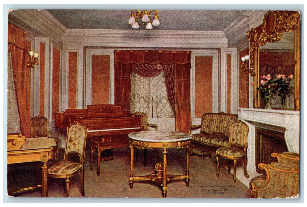 c1910's Parlor Presidential Suit Hotel De LaSalle Interior Chicago IL Postcard