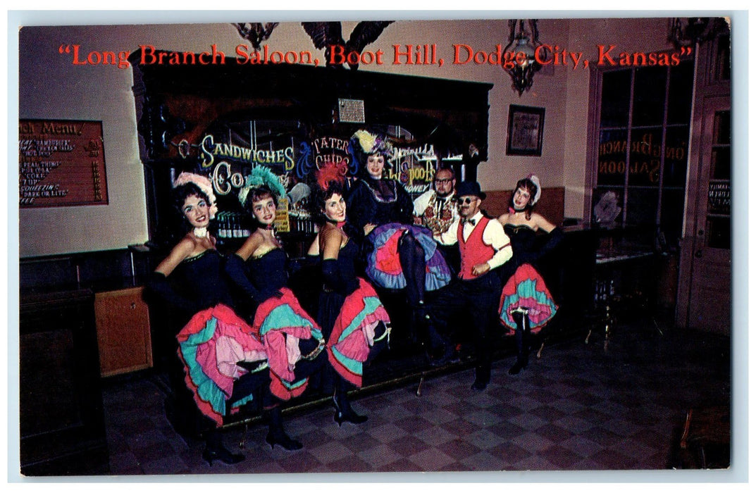 Dodge City Kitty Bar Tender Girls Long Branch Saloon Boot Hill KS Postcard