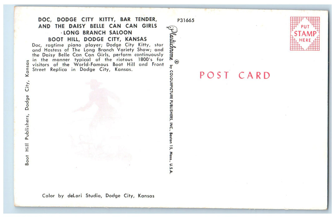 Dodge City Kitty Bar Tender Girls Long Branch Saloon Boot Hill KS Postcard