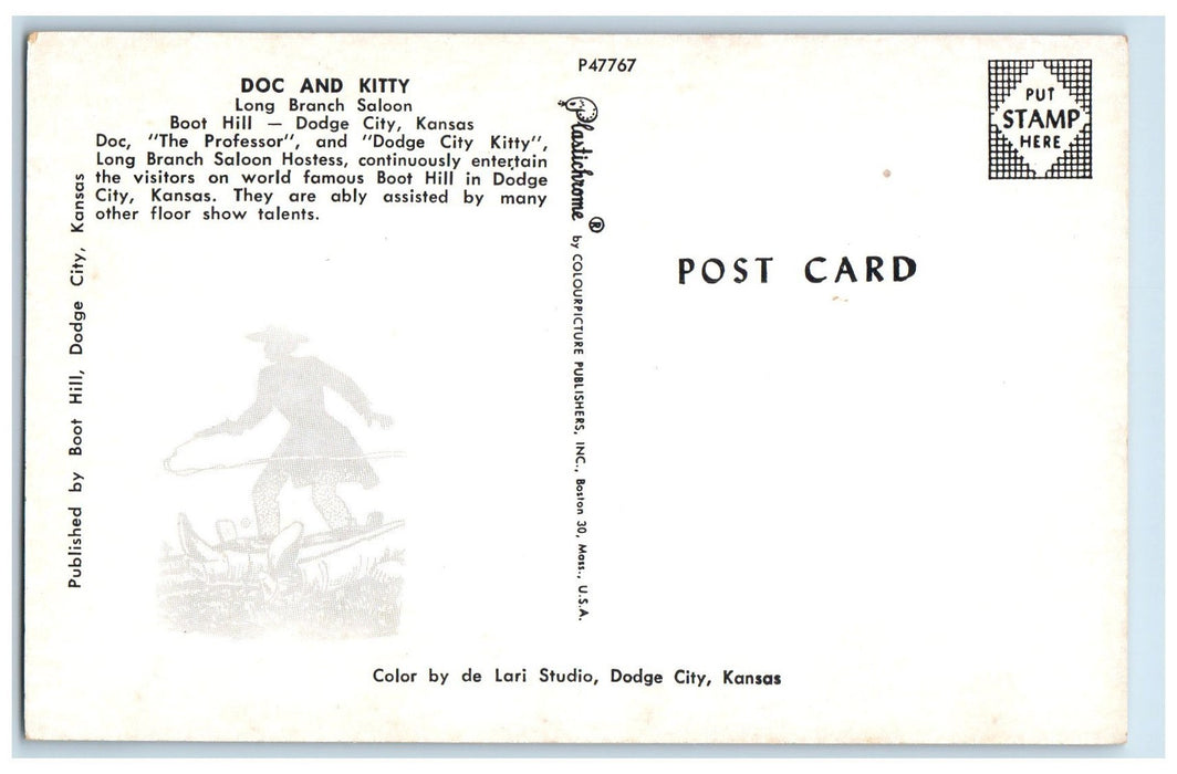 View Of Doc And Kitty Long Branch Saloon Boot Hill Dodge City Kansas KS Postcard